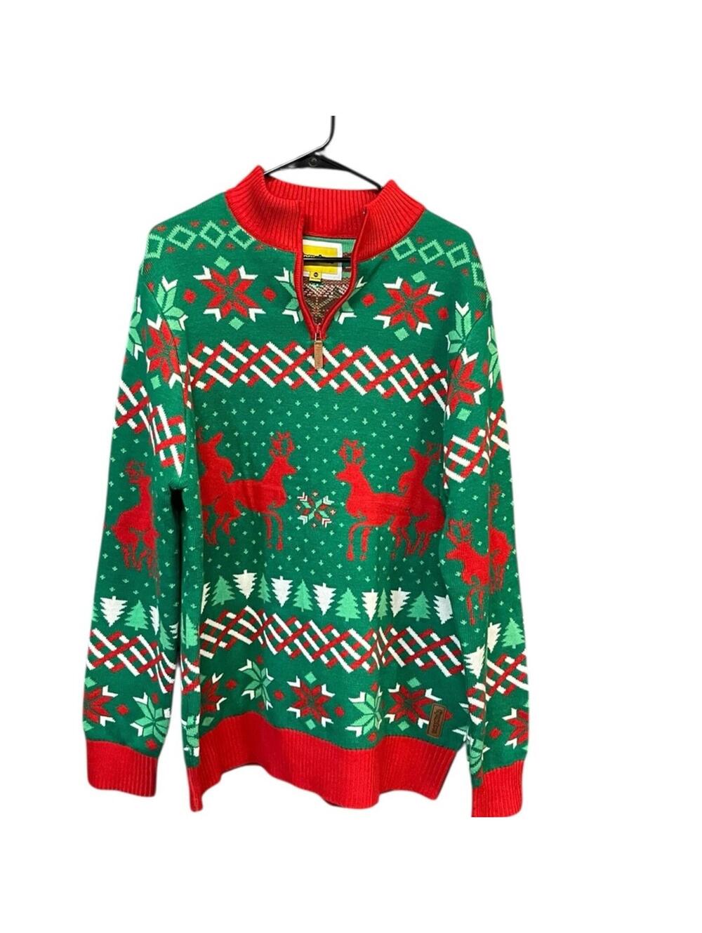 Tipsy Elves Sweater Mens XXL Green Red Reindeer Christmas Ugly Holiday